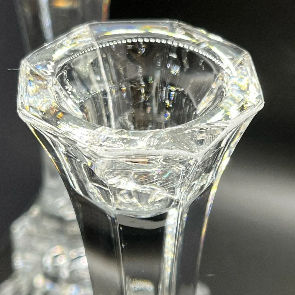 Elegant Vintage Regency 8” Heavy Lead Crystal Candlesticks- Pair